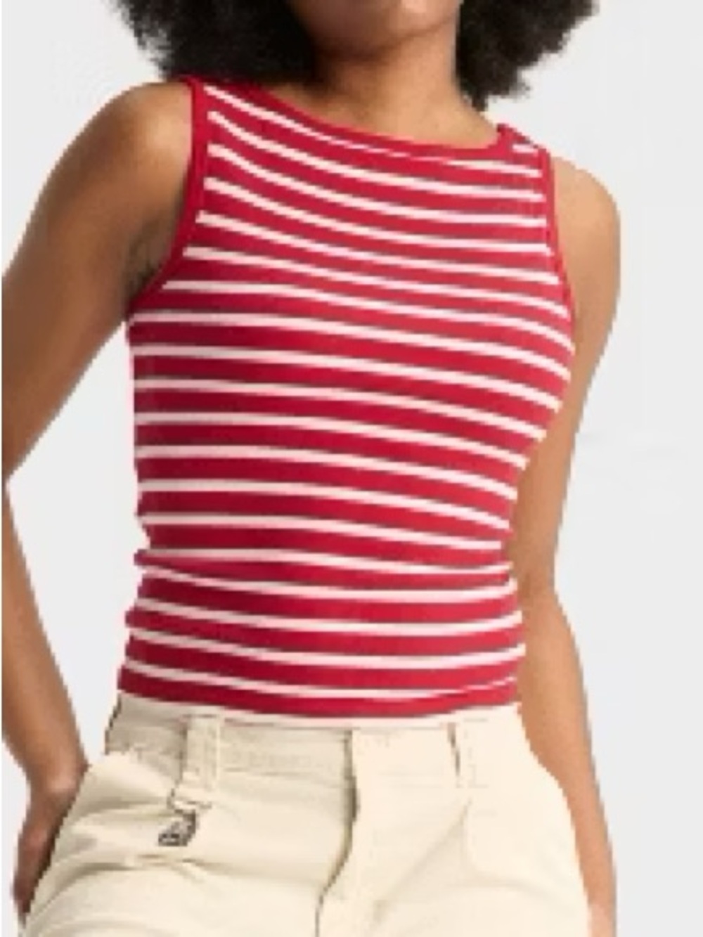 wild fable Red & White Striped Ribbed Tank